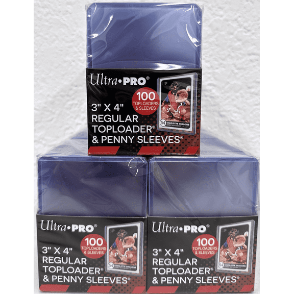 Ultra PRO 3" x 4" Clear Regular Toploaders for Cards with Card Sleeves Bundle Standard Size 300ct Trading Baseball Toploader Card Sleeve Protectors