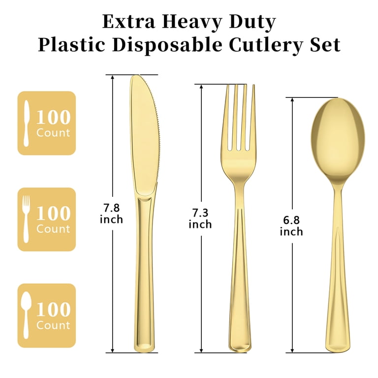 GPED Gold Plastic Silverware Set, 300-Piece photo 5