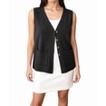 thumbnail image 2 of Womens Sleeveless Sweater Vest Button Black S, 2 of 10
