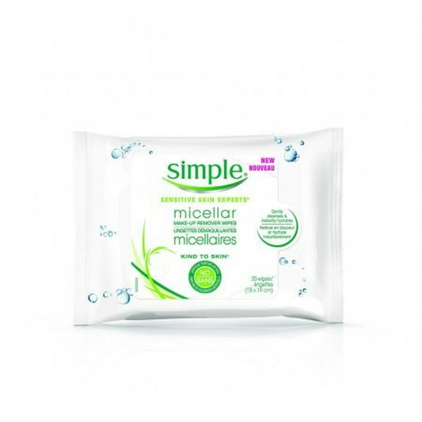 Simple Micellar Makeup Remover Wipes 25 Count (3 Pack)