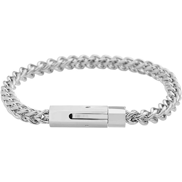 HANRU Beene Men's Stainless Steel 6mm Franco Link Chain Bracelet