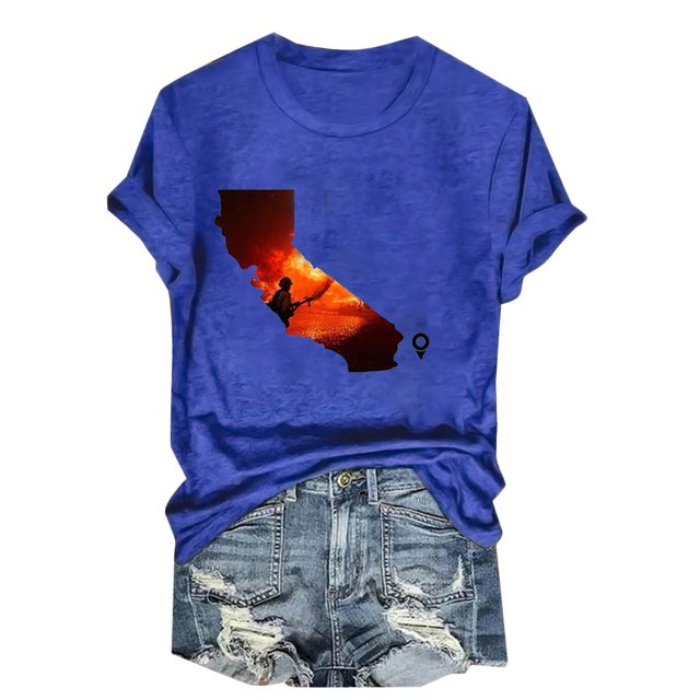 Camisetas de Manga Corta para las Mujeres de Moda Imprimir Cuello Redondo Camiseta, Mezcla de Poliéster Ligero para Primavera Verano Otoño