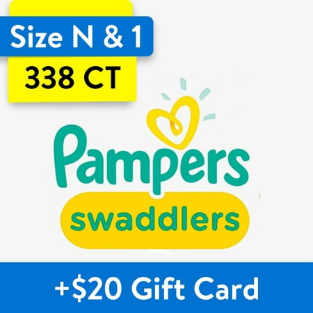 [Save $20] Size N & Size 1 Pampers Swaddlers Diapers- 338 Total
