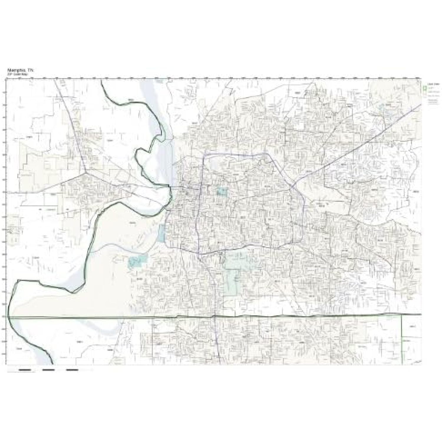 Bilot Zip Code Wall Map of Memphis, TN Zip Code Map Laminated