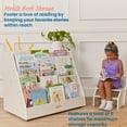 thumbnail image 3 of ECR4Kids Double-Sided Wooden Mobile Book Display with Storage Shelf, Kids Furniture, White Wash, 3 of 9