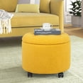 thumbnail image 5 of Joveco Button Tufted Velvet Storage Ottoman, Yellow, 5 of 5