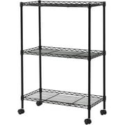 Karl home Heavy Duty 3-Tier Storage Shelves with Wheels, Adjustable Wire Rack Units, Steel Organizer Wire Shelves,19.7" L X 9.8" W X 28.3" H, Chrome