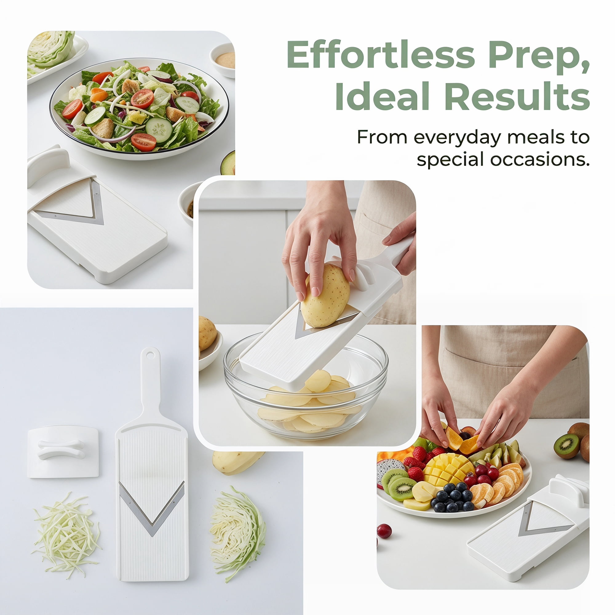 Unique Bargains Multifunctional Potato Slicer with Chopping Function White 12.6"x3.9"