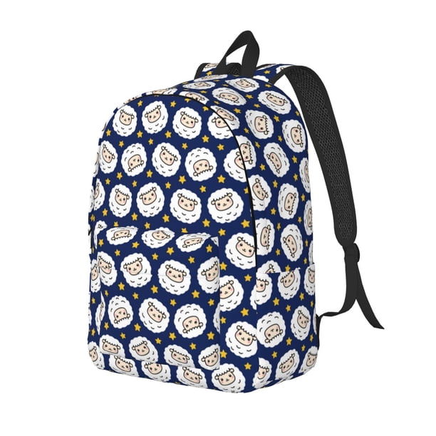 Disketp Cute Sheep With Star Mochila de Lona Estampada, Mochila Escolar de Viaje Ligera para Estudiantes y Portátil-Small