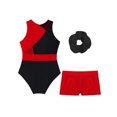 thumbnail image 4 of Haitryli Kids Girls Sleeveless Leotard Dance Gymnastics with Shorts and Hair Band Outfits Athletic Tracksuit Red 8, 4 of 5