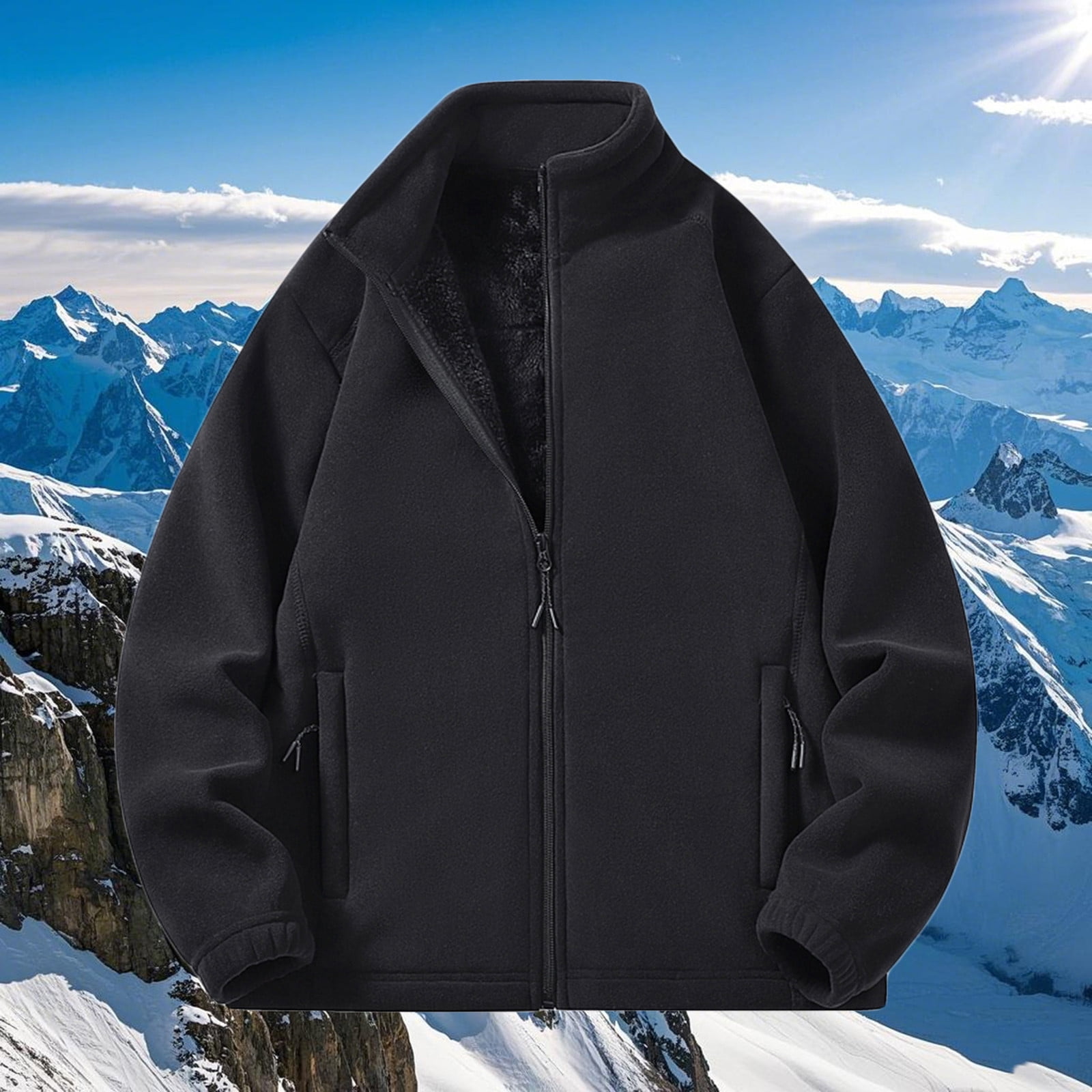 ZCFZJW Men's Fleece Zip-Up Jacket Workout Sherpa Lined Jackets