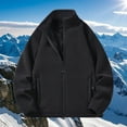 thumbnail image 4 of ZCFZJW Men's Fleece Zip-Up Jacket Workout Sherpa Lined Jackets Full Zip Mock Neck Long Sleeve Wool Warm Thick Outwear Coats with Pockets Black L, 4 of 5