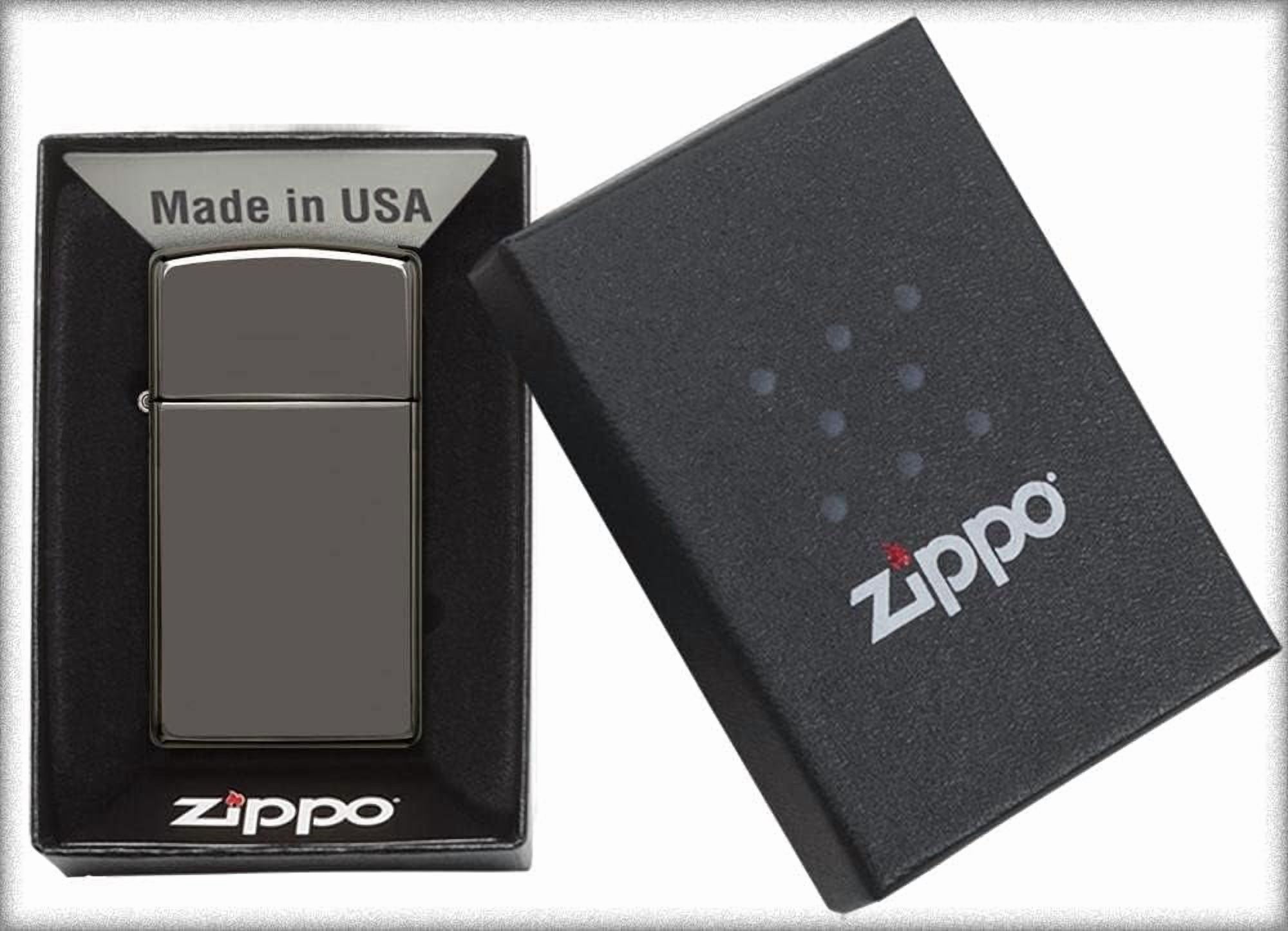 Zippo Lighter - Personalized Customize Message Engrave on Slim Size Windproof Lighter (Black Ice #20492)