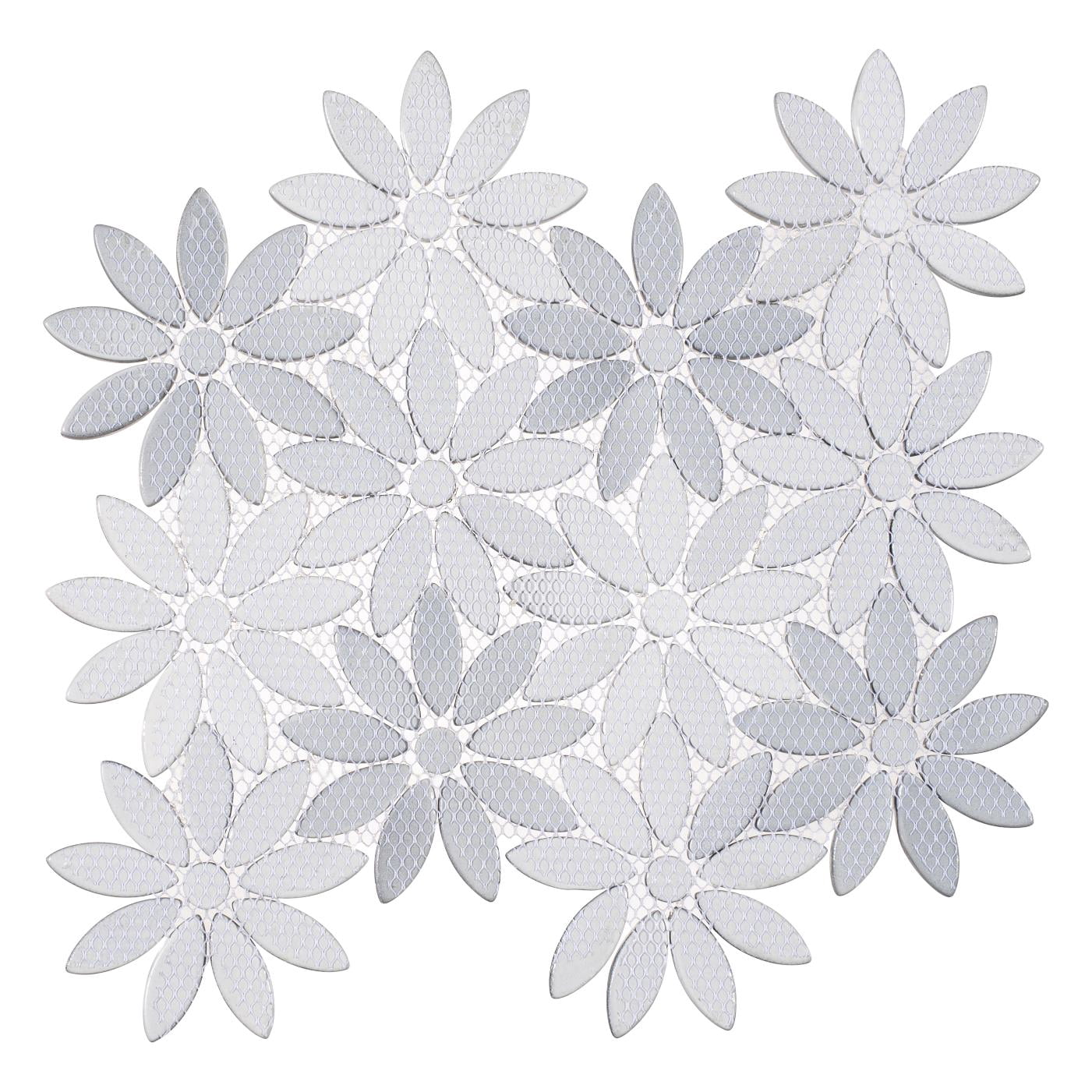 Fresh Ticia Gray Floral Pattern Polished Glass Mosaic Wall and Floor Tile