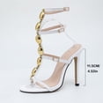thumbnail image 6 of Jewelled Strappy Heels for Women Open Toe Ankle Strap Gladiator Stiletto Heeled Sandals for Party Wedding White Size 7, 6 of 8