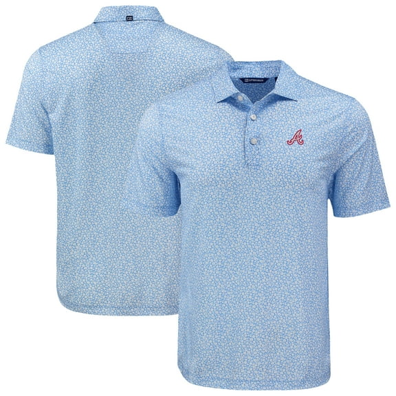 Men's Cutter & Buck Light Blue Atlanta Braves Big & Tall Cooperstown Collection Pike Eco Flora Print Recycled Polo