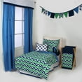 thumbnail image 2 of Bacati - MixNMatch Zigzag 3-Piece 100% Cotton Percale Toddler Sheet Set, Navy/Green, 2 of 2