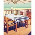 thumbnail image 2 of Outdoor Tablecloth with Umbrella Hole and Zipper Blue Stripes Rectangle Outdoor Tablecloths 60x102 Waterproof Outside Table Cloths Simple Style Patio Table Cover for Outdoor Tables Picnic Garden, 2 of 6