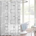 thumbnail image 5 of Cortinas de ducha de plástico con diseño enrejado en blanco y negro para decoración de baño, juego de ganchos transparentes e impermeables, cortinas de baño contemporáneas de 180 x 180 cm, 5 of 5
