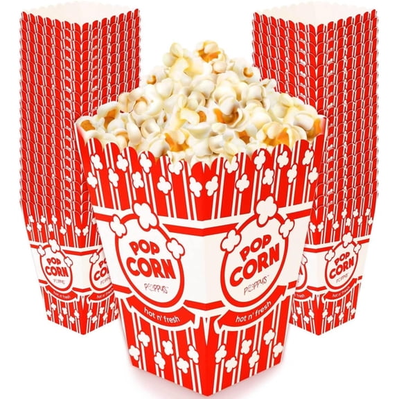 Poppy's Small Popcorn Boxes – 20 Pack 30 Oz Concession-Grade Popcorn Buckets, Popcorn Machine Accessories for Popcorn Bars, Movie Nights, Concessions