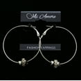 thumbnail image 3 of Mi Amore Crystal Ring Accent Hoop-Earrings Silver-Tone/Black, 3 of 3