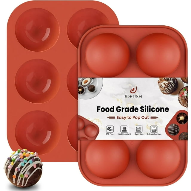 2 Pcs Hot Chocolate Bomb Molds, 6-Cavity Medium Semi Sphere Silicone Mold, Half Sphere Round Molds for Baking Cake, Candy, Jelly, Dome Mousse, Cocoa Bomb