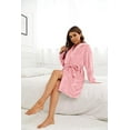 thumbnail image 4 of U2SKIIN Women Hooded Fleece Robe, Short Plush Robes for Womens With Hood Soft Warm Spa Bathrobe（Bean Pink-hooded, Large-X-Large）, 4 of 7