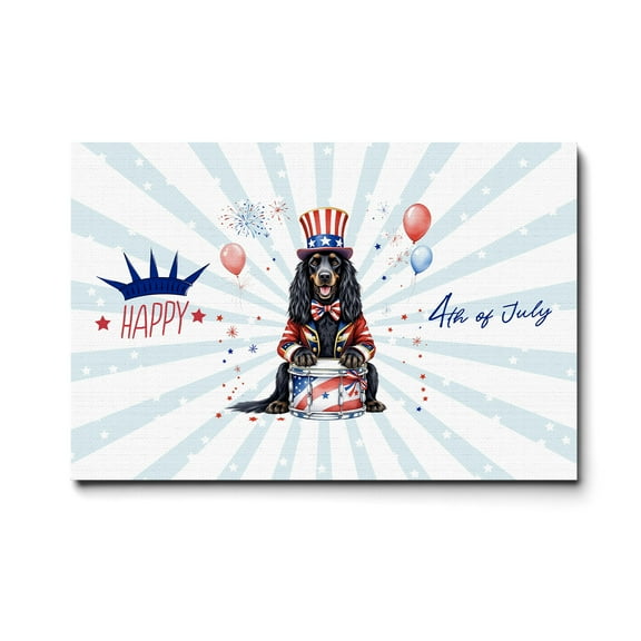 Happy 4th of July Patriotic Afghan Hound Marching Band Uniform Balloons Fireworks Horizontal Matte Canvas Poster Dog Lover Wall Art Home Decor - 13009