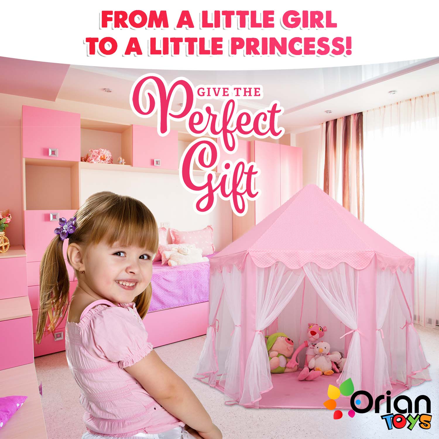 ORIAN Princess Castle Playhouse Tent with LED Star Lights photo 4