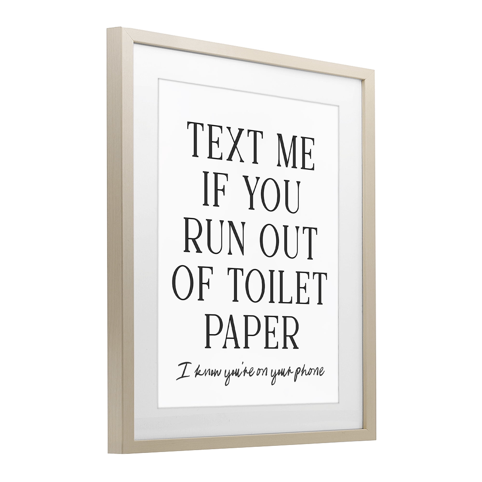 Stupell Industries Funny Bathroom Texting Birch Framed Print Under Glass, design by Lettered and Lined
