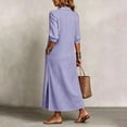 thumbnail image 5 of NTACZA Dresses for Women 2026 Shirt Dress Slit Maxi 3/4 Sleeve Collared Casual Vacation Button Down Striped Beach Blue M, 5 of 6