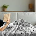 thumbnail image 3 of Jukebox Soft Flannel Fleece Throw Blanket, Retro Vintage Cartoon Sketchy Style Radio Music Notes Box with Stars Image, Cozy Plush for Indoor and Outdoor Use, 50" x 60", Black and White, by Ambesonne, 3 of 5