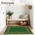 thumbnail image 3 of ODIKA 6'x9' Machine Washable Non-Slip Area Rug, Elegant Holiday Design with Interlocking Holly and Berries High Traffic Rug with Pad, Green, 632193, 3 of 8