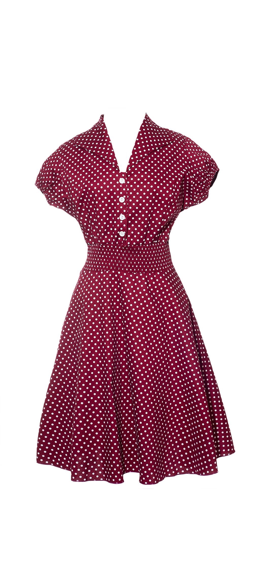 1950s Vintage Sheer Western Yoke Polka Dot Dress