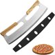 thumbnail image 1 of Cortador de pizza, cuchillo de pizza de acero inoxidable de 35 cm con mango de madera, cortador de pizza profesional con mango de madera maciza -, 1 of 5
