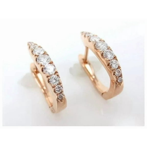 2 Ct Round Cut Lab-Created Diamond Huggie Hoop Earrings 14K Rose Gold Plated
