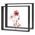 thumbnail image 1 of Paquete de 2 Marcos de Flores Prensadas de Madera, Marco de Imagen Flotante de Acrílico Doble de 10 x 12 Pulgadas para Flores Secas/Mesa/DIY/Artesanías [Negro], 1 of 7