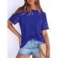 thumbnail image 4 of PRETTYGARDEN Summer Tops for Women Lace Short Sleeve T-Shirts Casual Blouses Spring Fashion Clothes Vacation Outfits, 4 of 8