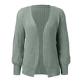 thumbnail image 3 of Cardigan Sweaters for Women Casual Long Sleeve Solid Color Open Front Soft Knit Fall Coat,Army Green,L, 3 of 8