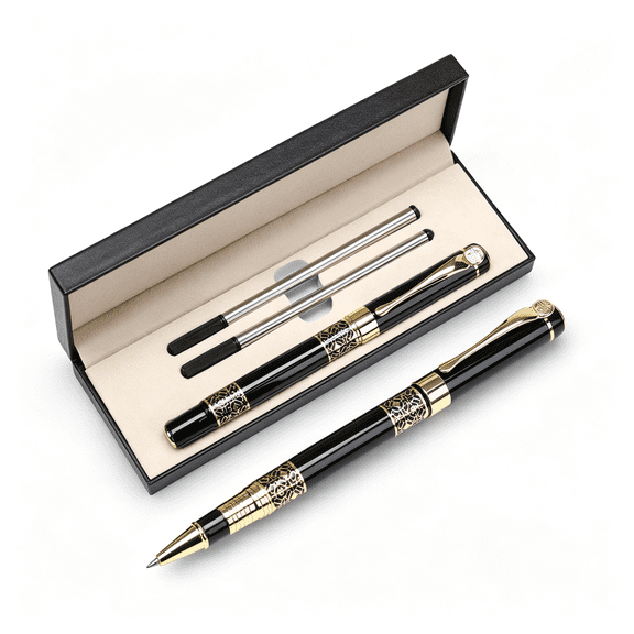 CCOCC Ballpoint Pen Black Refill,Business Pens,Luxury Pen, Ball Pen Gift Set for Men&Women Professional Executive,Office,Nice Pens Classy Gift Box(Black)