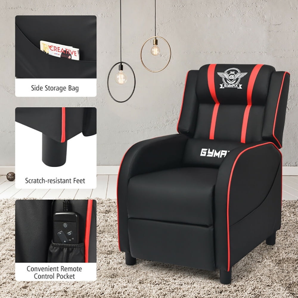 Finihen Massage Recliner Chair, Massage Racing Gaming Single Recliner Chair, for Gaming Room, Home Theater, Red Finihen Massage Recliner Chair, Massage Racing Gaming Single Recliner Chair, for Gaming Room, Home Theater, Red