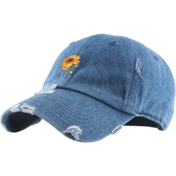 Sunflower Vintage Distressed Dad Hat Cotton Adjustable Baseball Cap