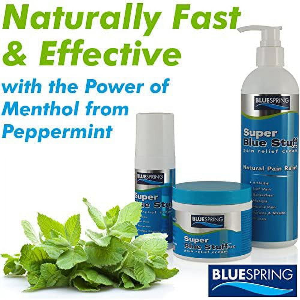 Super Blue Stuff Natural Pain Relief Cream with Emu Oil - Anti Inflammatory Analgesic for Muscle & Joint Pain Relief - 12 fl oz Bottle, 4 Pack