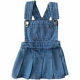 thumbnail image 2 of Summer Girls Denim Overall Dress With Pleated Dress for Toddler Girl Baby Girls Dresses for Age 6 Months 6 Years School Play Holiday Vacation, 2 of 5