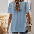 thumbnail image 4 of MIXUE Boho Tops For Women Summer Solid Color Lace Crew Neck Short Sleeve Pullover Shirts For Women Tshirts Streetwear,Blue,M, 4 of 7