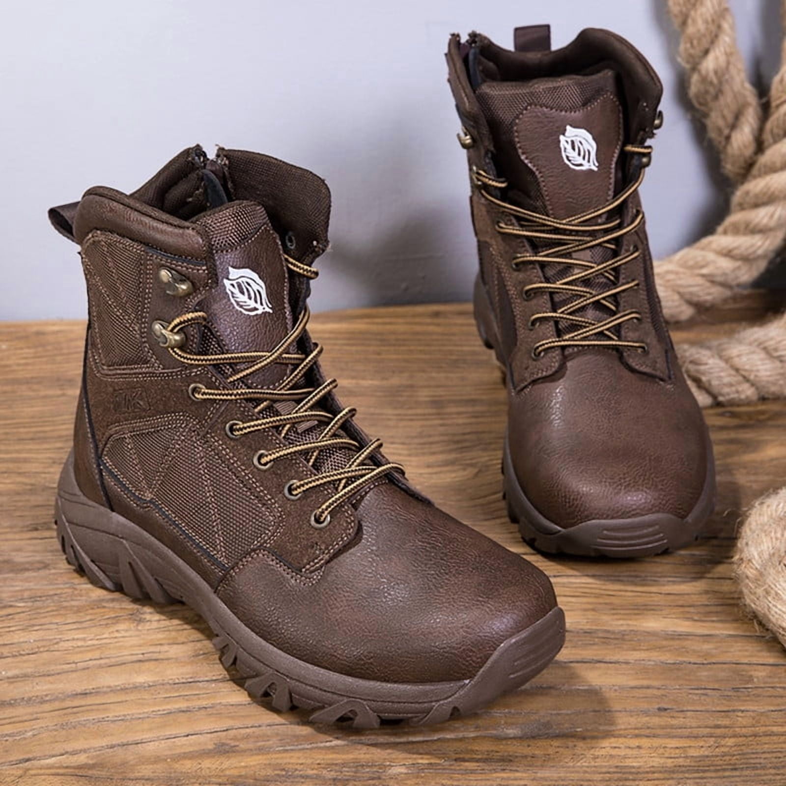 Stepedia Mens Waterproof Ankle-High Hiking Boots Lightweight Outdoor Work Boots for Trekking Trails