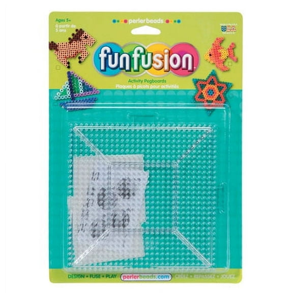 Perler Beads for Kids Fun Fusion Large Clear Pegboard, 2 Pieces
