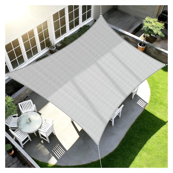 HDPE sun shade sail rectangle,18x22 ft,UV resistant,outdoor patio pergola cover,gray