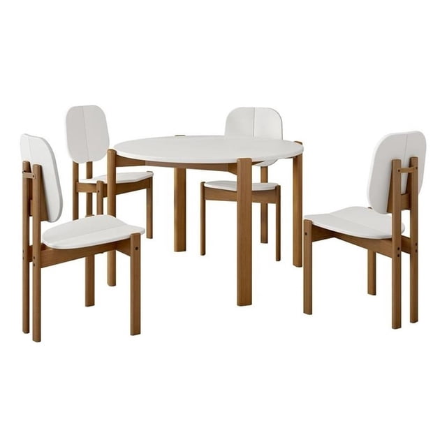 Gales Table à Manger Ronde 46,54 en Bois d'Ingénierie, Blanc - Ensemble de 5