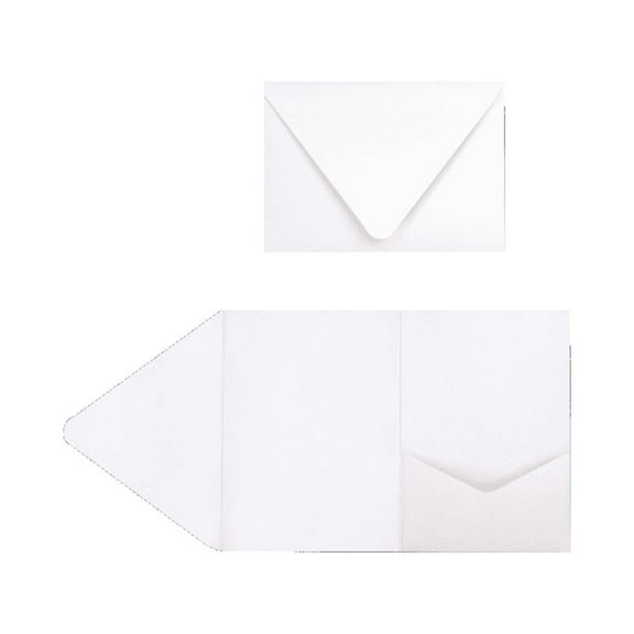 LUXPaper A7 Pocket Invitations, 5 x 7, 80lb, Bright White, 100 Pack